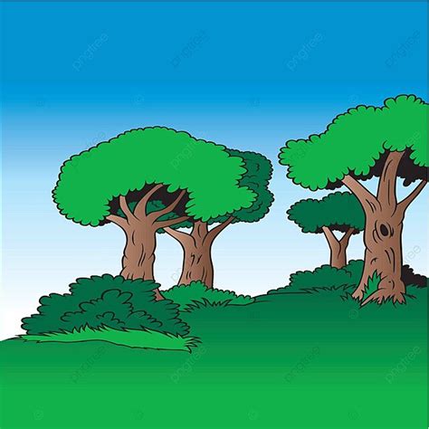 Tree Alley Blue Sky Cartoon Background Vector Tree Clipart Cartoon