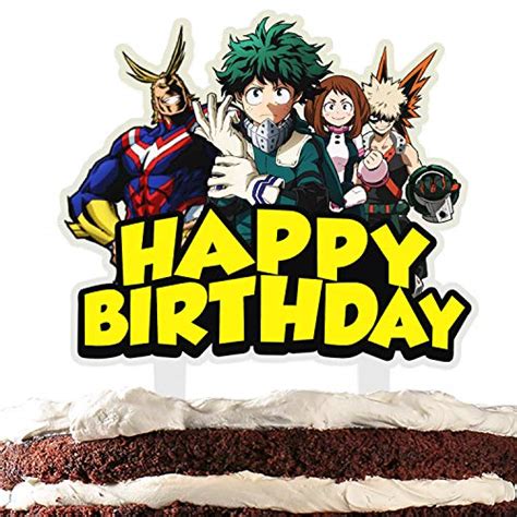 Heroes Academia Cake Topper Hero Happy Birthday Theme Decor For