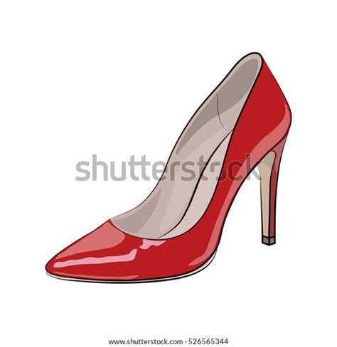 Sketch Women Red Shoe Vector Illustration