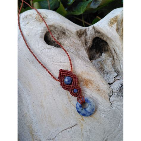 Sodalite Collier micro macramé Mini Donut