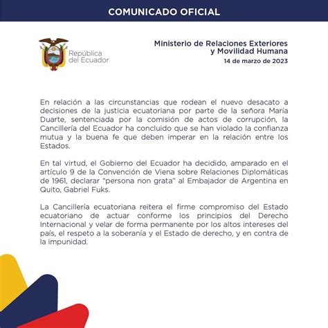 Canciller A Del Ecuador On Twitter Comunicado Canciller A