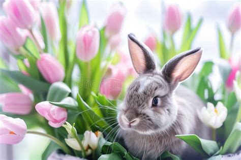 Adorable Easter Bunny Stock Illustration Illustration Of Flowers
