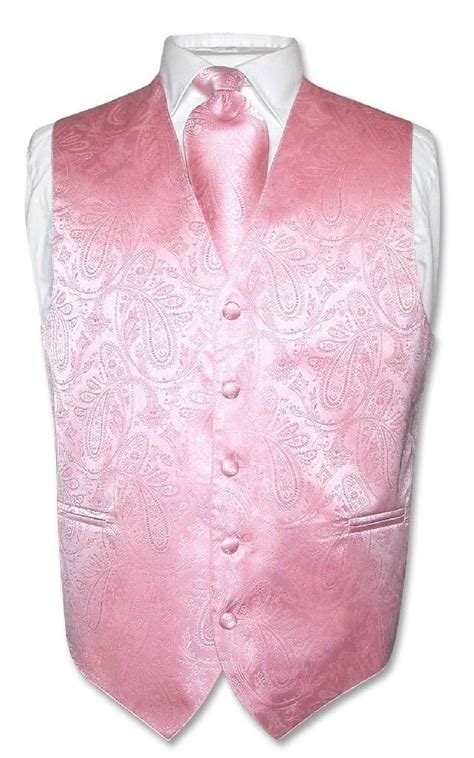 Mens Paisley Tone On Tone Rose Gold Vest With Tie Set Tuxedos Online