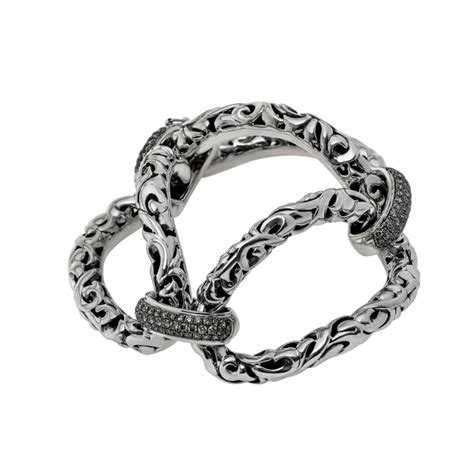 Charles Krypell Sterling Silver And 14K White Gold Brown Diamond Women