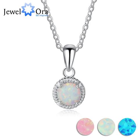 Round Shape Opal Stone Pendant Necklace Classic 925 Sterling Silver Necklace And Pendants Best