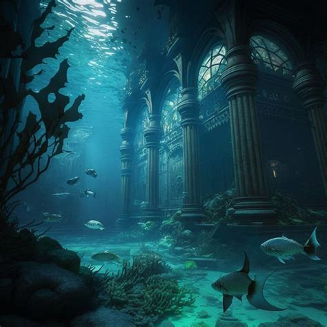 An Underwater Scene With Many Fish Swimming In The Water And Some