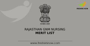 Rajasthan GNM Nursing Merit List 2022 Out GNM Counselling List