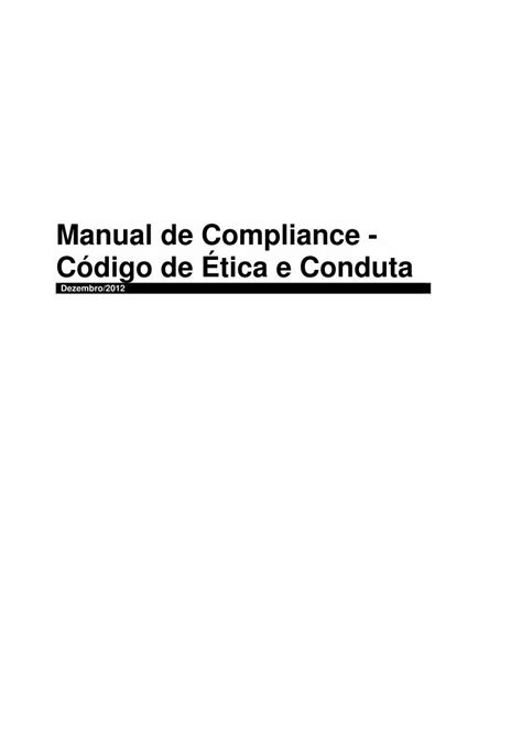 Pdf Manual De Compliance C Digo De Tica E Conduta De Compliance