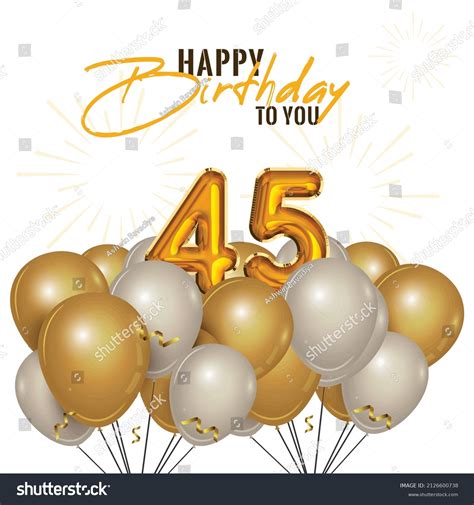 Happy 45th Birthday Greeting Card Vector Stock Vector Royalty Free