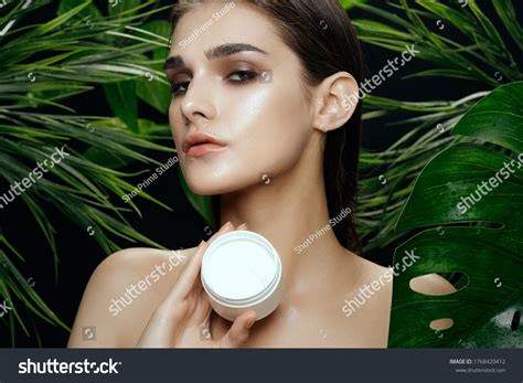 Beautiful Woman Naked Shoulders Green Model Stock Photo Shutterstock