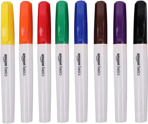 Amazon Basics Permanent Markers Brush Tip, 8-Pack, Assorted Colors