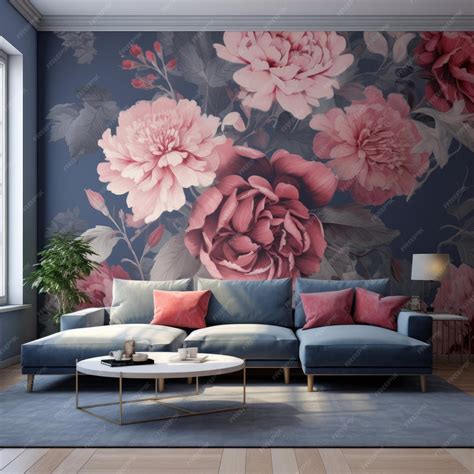 Premium Photo | Floral wallpaper for living room decor