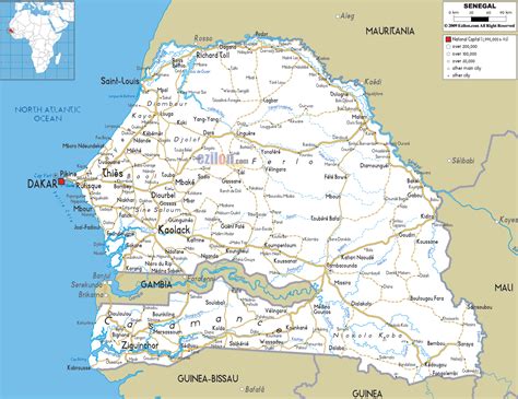 Detailed Clear Large Road Map of Senegal- Ezilon Maps