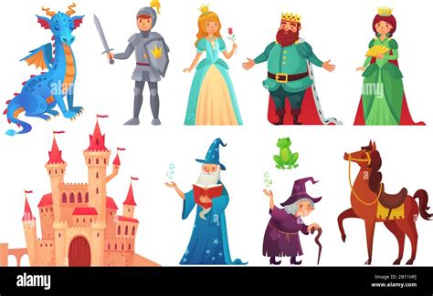 Fairy Tales Characters Fantasy Knight And Dragon Prince And Princess