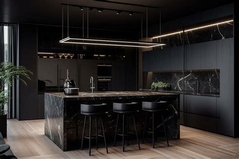 Before And After Dramatic All Black Kitchen Design Decorilla Online