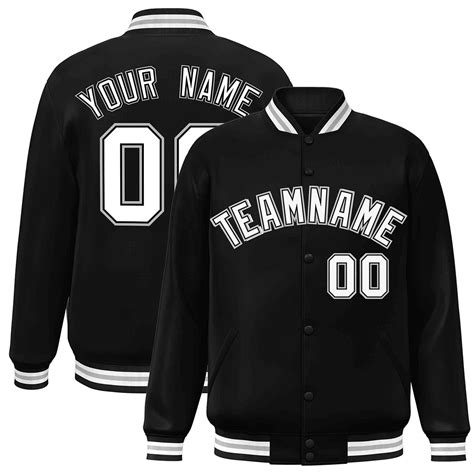 Custom Black White Black Classic Style Varsity Full Snap Letterman Jac