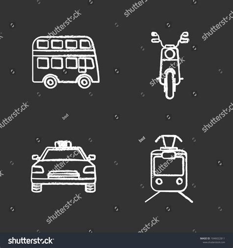 Public Transport Chalk Icons Set Modes Stock Vector Royalty Free