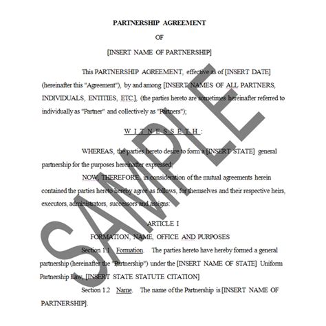 Basic Partnership Agreement Template