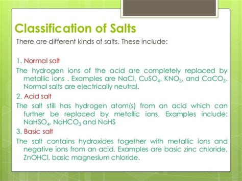 Acid Bases and Salts and Chemical Equations