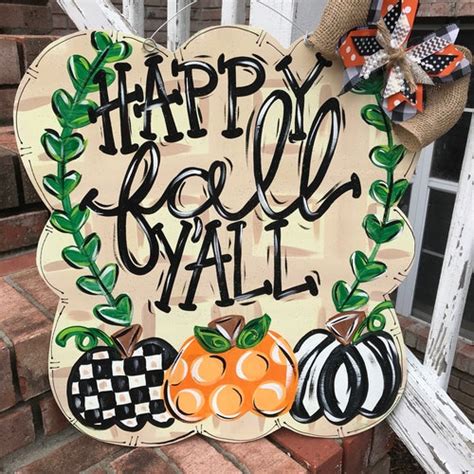 Fall Door Hanger Pumpkin Door Decor Autumn Door Sign Etsy