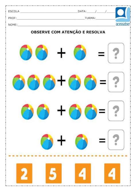 Atividades De Matemática Para 1 Ano Somando Números