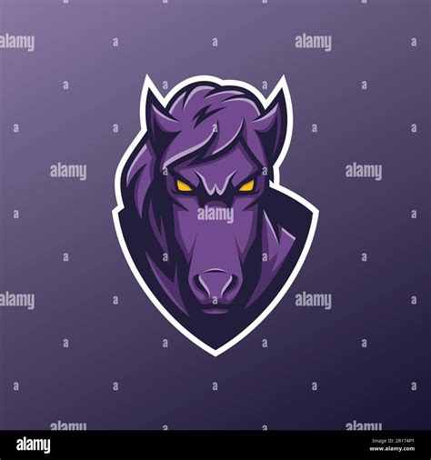 Purple Horse Head Mascot Logo Animals Mascot E Sport Logo Vector