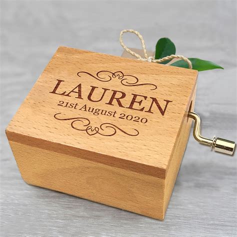 Personalsied Music Box Laser Engraved Musical Box Hand Crank Etsy