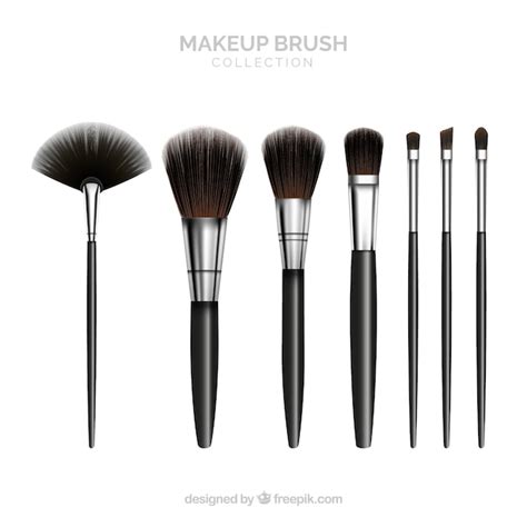 Colección De Brochas De Maquillaje Realistas Vector Gratis