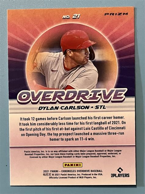 Panini Chronicles Overdrive Dylan Carlson Silver Prizm Rc