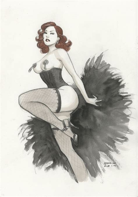 Marini Enrico Original Noir Burlesque Illustration