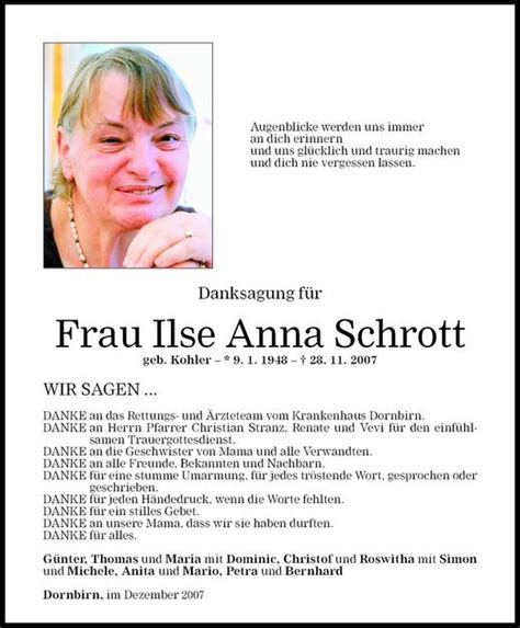 Todesanzeigen Von Ilse Anna Schrott Todesanzeigen Vorarlberger