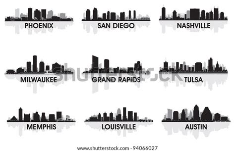 American Cities Skyline Set Stock Vector (Royalty Free) 94066027 | Shutterstock