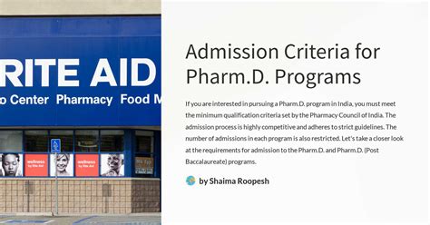 Admission Criteria For Pharm D Programs