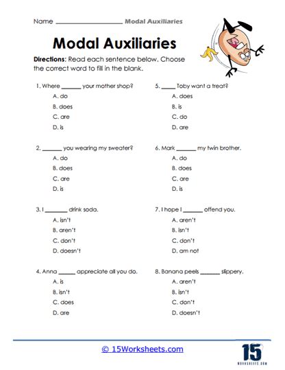 Modal Auxiliaries Worksheets 15