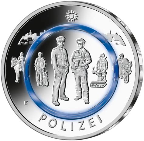 Münze Deutschland 10 Euro Polymerring Sammlermünze 2024 Polizei