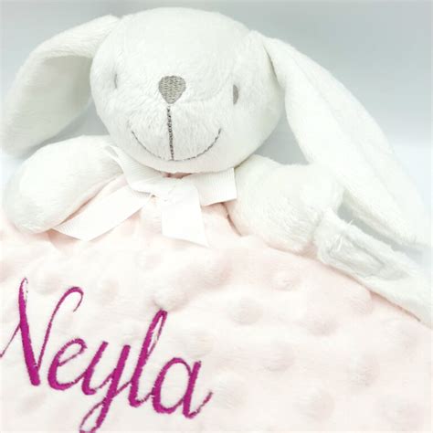 Doudou lapin personnalisé en minky ultra doux Fée des bébés