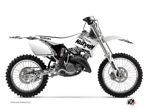 Suzuki 250 RM Dirt Bike Predator Graphic Kit White Kutvek Kit Graphik