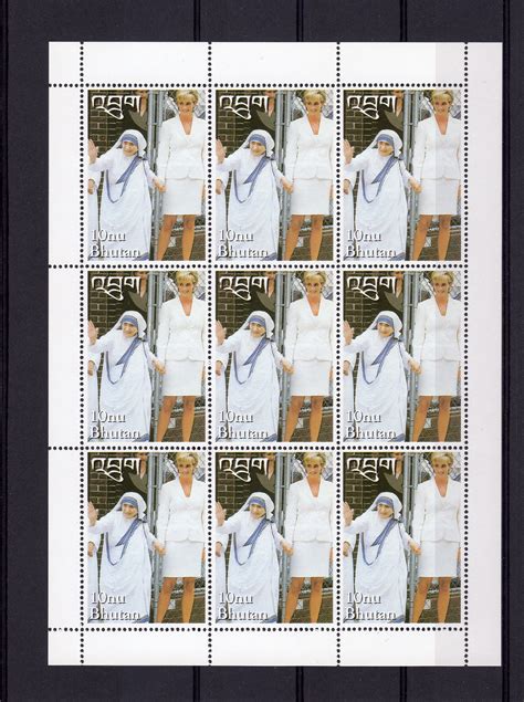 Bhutan 1998 Sc 1191A Mother Teresa Princess Diana Sheetlet 9 MNH