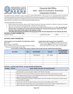 Fillable Online 2019 2020 V5 Verification Worksheet Fax Email Print