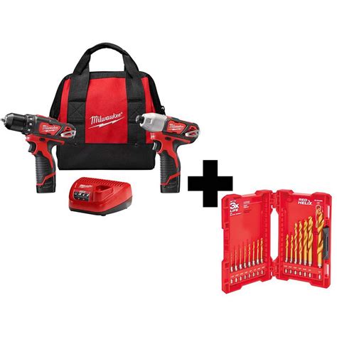 Milwaukee M12 12 Volt Lithium Ion Cordless Drill Driver Impact Driver Combo Kit 2 Tool With