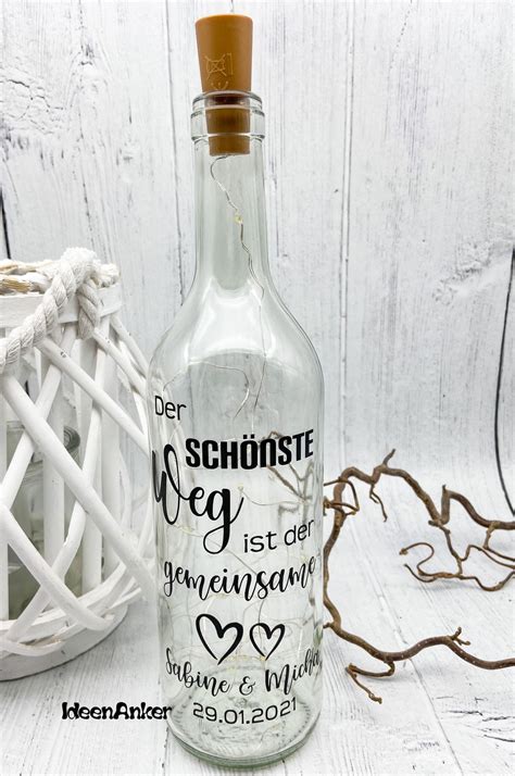 Beleuchtete Flasche Geschenkidee Zur Hochzeit Verlobung F R Verliebte