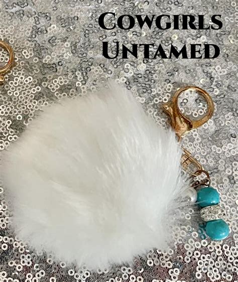 Boho Cowgirl Key Chain Handmade Turquoise Rhinestone Beaded Pearl Charm