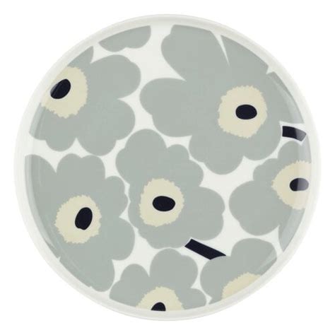 Marimekko Oiva Unikko Plate 25 Cm White Light Grey Sand Dark