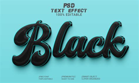 Black 3D Text Effect PSD File Gráfico por Imamul0 Creative Fabrica