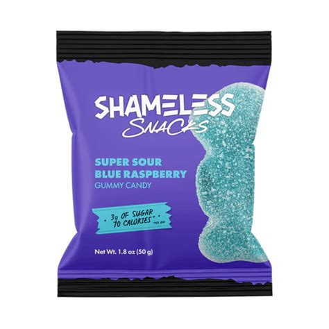 Shameless Snacks Super Sour Blue Raspberry Gummy Candy