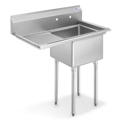 Gridmann 39 In Freestanding Stainless Steel 1 Compartment Commercial Kitchen Sink With Left