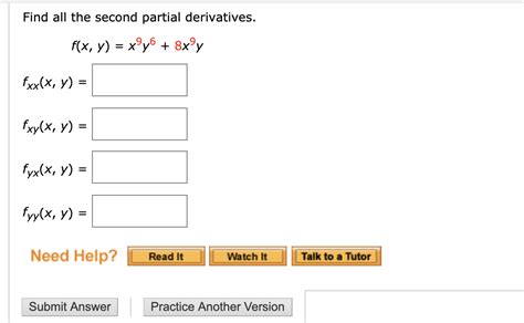 Solved Find All The Second Partial Derivatives F X Y Chegg