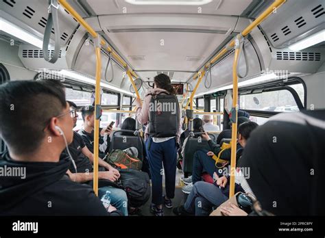 Packed Bus Crowded Standing Room Only Stock Photo Alamy