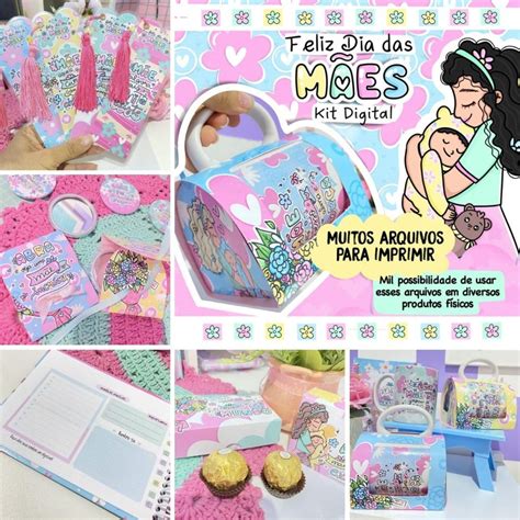 Kit Digital Mães Agenda Caixas Embalagens Mimos Silhouette Midas Design