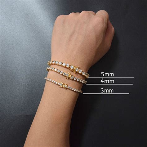 2019 3mm 4mm Mens Double A Cubic Zirconia Tennis Bracelet Chain Hip Hop